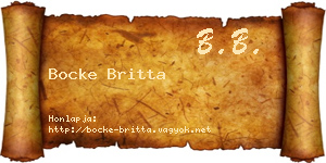 Bocke Britta névjegykártya